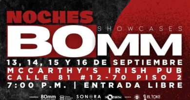 BOGOTÁ SE PREPARA PARA VIVIR LAS NOCHES BOMM UNA SERIE DE SHOWCASE CON LO MEJOR DE LA MÚSICA DE LA CAPITAL En el marco del Bogotá Music Market el mercado más importante de la industria musical en Colombia que se desarrollará del 12 al 16 de Septiembre en la ciudad de Bogotá, llegan las noches BOMM una serie de conciertos que iluminarán las noches capitalinas con lo mejor de la música. Esta semana que reúne artistas, programadores, bookers, y muchas personalidades de la industria no sólo contará con ruedas de negocios y espacios académicos sino además ofrecerá espacios de show case en donde los artistas en 25 minutos presentarán lo mejor de su repertorio para darse a conocer y demostrar su calidad artística. Las bandas bogotanas como: Snow crash, Mad dogs, Blazing, Lo ke diga el dedo, Ennui, Gato Loko, Nowhere boys, Burana Polar, Cosmology X, Blas d Lezo, Camargo, Los Huérfanos y la promesa del rock nacional The Rockers que está conformada por adolescentes estarán desde el martes 13 de Septiembre en la tarima de Mc Carthys a partir de las 8 pm engalanando las noches BOMM. La curaduría estuvo a cargo de la directora del festival de Dia de Rock Colombia Aida Hodson quien se ha propuesto abrir espacios para la escena emergente del rock nacional en todas sus vertientes y quien lidera las alianzas a partir del festival para fortalecer esta industria nacional. Prográmese para las Noches BOMM en Mc Carthys.